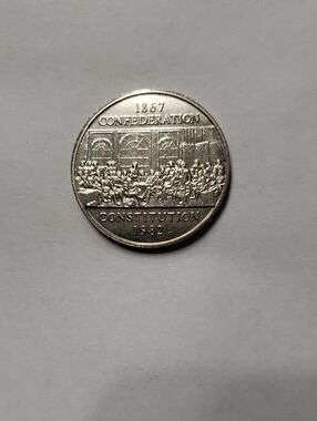 Commemorative 1867-1982 Confederation Constitution Coin - Silver Tone